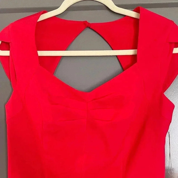 Forever 21 Womens Stretch V-Neck Cap Sleeve Sheath Dress Red Small NWT - Picture 5 of 11